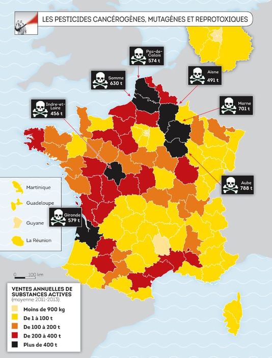 Carte des pesticides en France